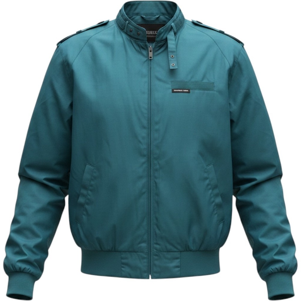 VINTAGE Retro Members Only Jacket Men XLT Teal Turquoise Full Zip Racer Bomber